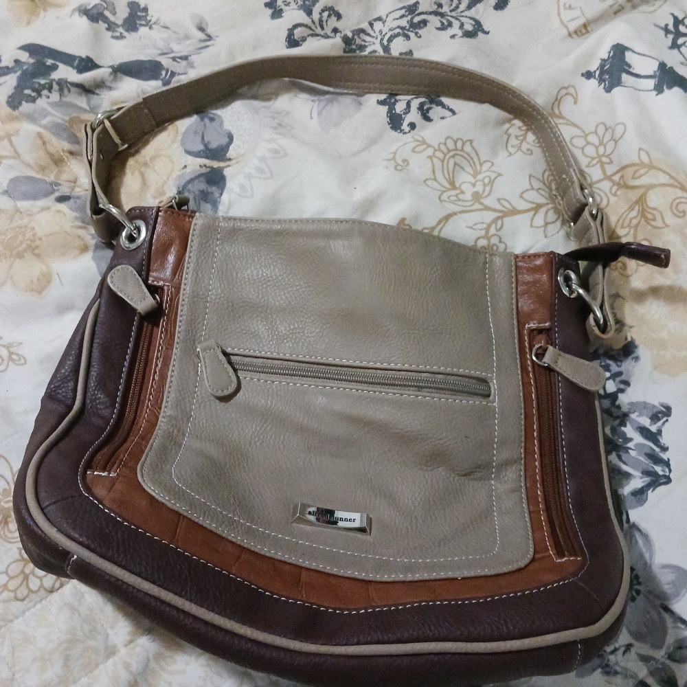 Alfred Dunner Brown and Tan Shoulder Bag
